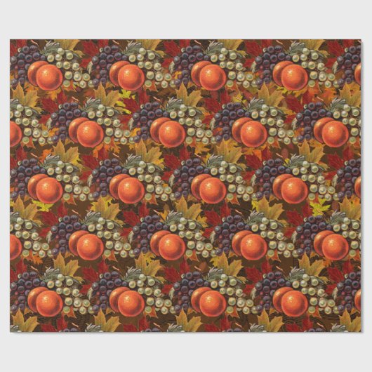 Autumn Leaves Grapes and Apples - Abundant Harvest Geschenkpapier (Flach)
