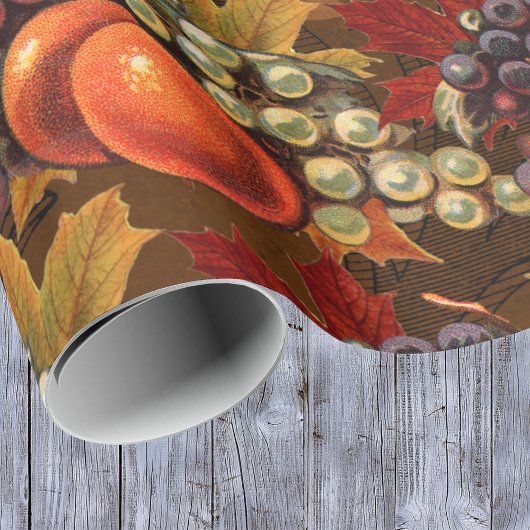 Autumn Leaves Grapes and Apples - Abundant Harvest Geschenkpapier