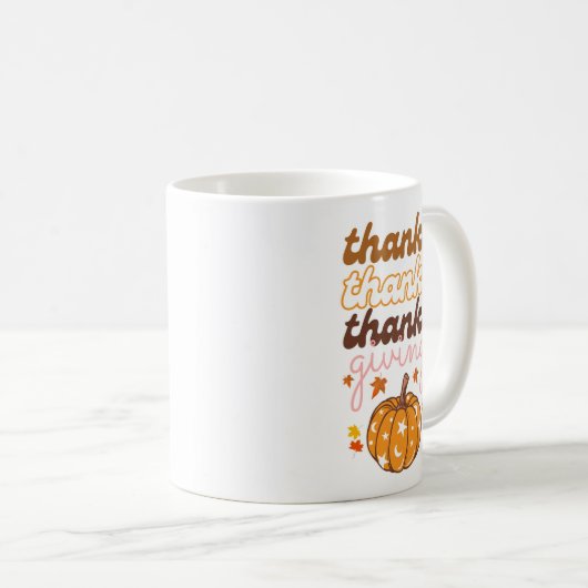 Autumn Leaves Groovy Pumpkin Holiday Erntedank Kaffeetasse (VorderseiteRechts)