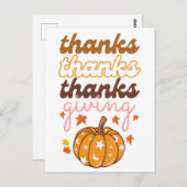 Autumn Leaves Groovy Pumpkin Holiday Erntedank Postkarte (Vorne/Hinten)