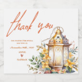 Autumn Leaves Lantern Hochzeit im Herbst Danke Schaumweinetikett (Einzelnes Label)