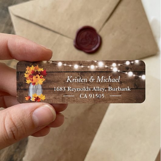 Autumn Leaves Mason Jar String Lights Rustic Wood