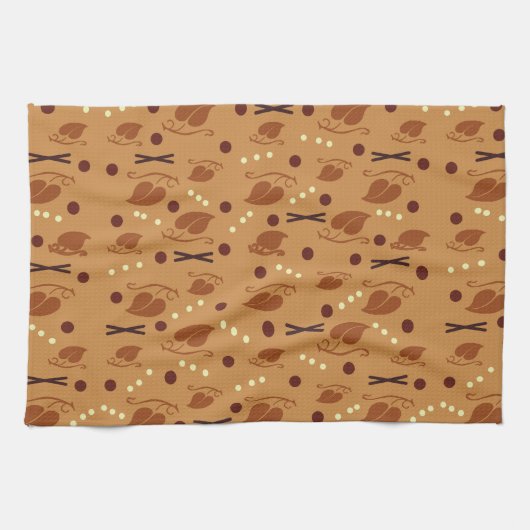 Autumn Leaves Muster Burnt Orange Geschirrtuch (Horizontal)
