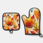 Autumn Leaves Ofenhandschuh & Topflappen-Set (Vorderseite)