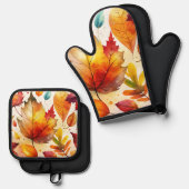 Autumn Leaves Ofenhandschuh & Topflappen-Set (Vorderseite/Rückseite)