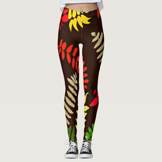 Autumn Leaves Pattern Art Leggings (Vorderseite)