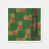 Autumn Leaves Pattern Green Napkins Serviette (Vorderseite)