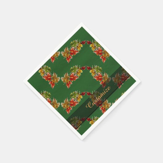 Autumn Leaves Pattern Green Napkins Serviette (Ecke)