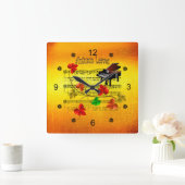 Autumn Leaves ~ Piano ~Sheet Music ~ Rustikal ~ Quadratische Wanduhr (Zuhause)
