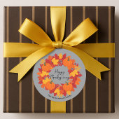 Autumn Leaves Pumpkin Berry Wreath Family Name Runder Aufkleber