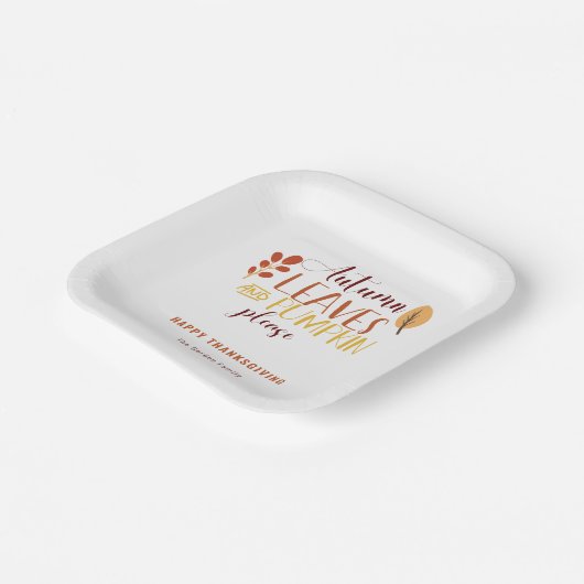 Autumn Leaves Pumpkin Bitte glücklich Thanksgiving Pappteller (Gewinkelt)