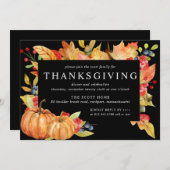 Autumn Leaves Pumpkin Erntedank Dinner Einladung (Vorne/Hinten)