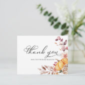 Autumn Leaves Pumpkin Fall Brautparty Vielen Dank Postkarte (Stehend Vorderseite)