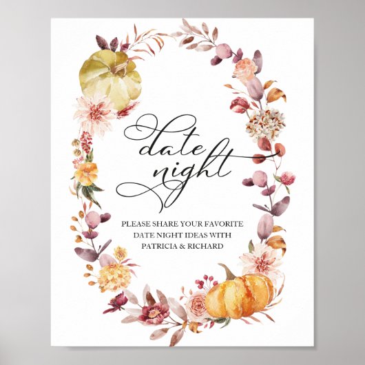 Autumn Leaves Pumpkin Fall Datum Nacht Jar-Zeichen Poster (Vorne)