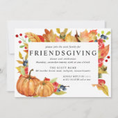 Autumn Leaves Pumpkin Friendsgiving Dinner Einladung (Vorderseite)
