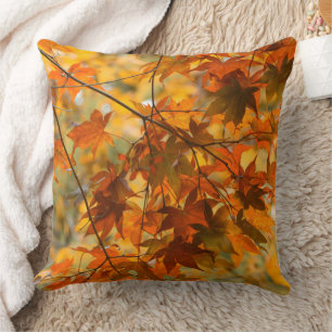 Autumn Leaves Pumpkin Orange ColoLarge Kissen