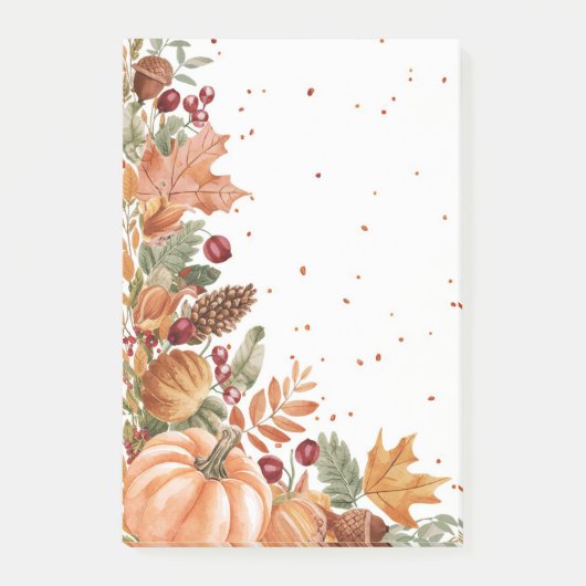 Autumn Leaves & Pumpkin Post-it Klebezettel (Vorderseite)