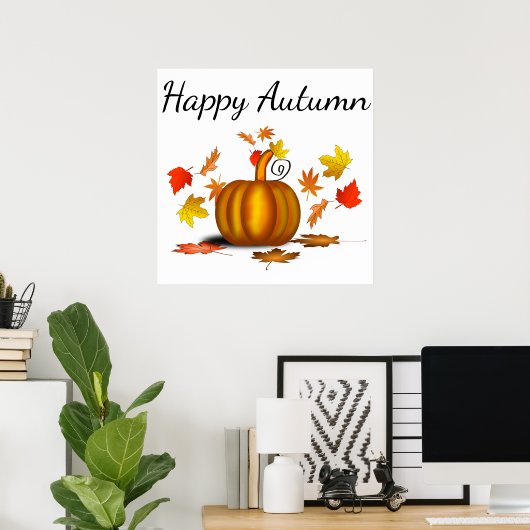 Autumn Leaves & Pumpkin Poster (Heimbüro)