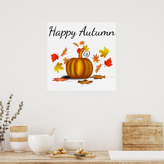 Autumn Leaves & Pumpkin Poster (Küche)