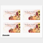 Autumn Leaves Pumpkin Sunflower Hochzeit im Herbst Rechteckiger Aufkleber (Blatt)
