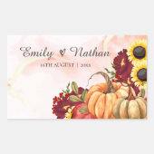 Autumn Leaves Pumpkin Sunflower Hochzeit im Herbst Rechteckiger Aufkleber (Vorderseite)