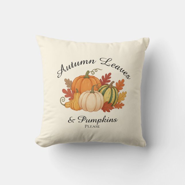 Autumn Leaves & Pumpkins - Cosy Harvest Fall Décor Kissen (Vorderseite)