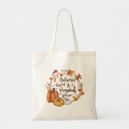 Autumn Leaves Pumpkins Fall Orange Green Yellow Tragetasche (Vorne)