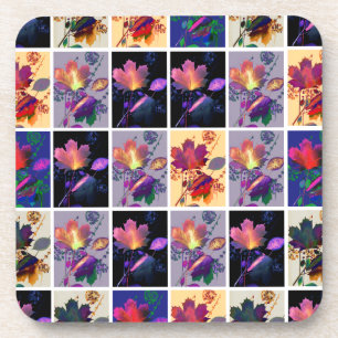 Autumn Leaves Rustic Patchwork Quilt Collage Untersetzer