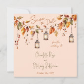 Autumn Leaves Rustic Watercolor Elegant Wedding Einladung (Vorderseite)