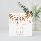 Autumn Leaves Rustic Watercolor Elegant Wedding Einladung (Stehend Vorderseite)