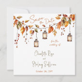 Autumn Leaves Rustic Watercolor Elegant Wedding Einladung (Vorderseite)