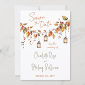Autumn Leaves Rustic Watercolor Elegant Wedding Save The Date (Vorderseite)