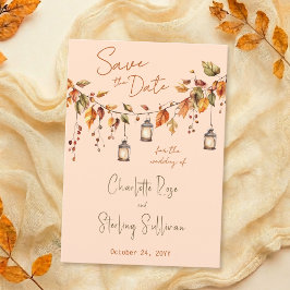Autumn Leaves Rustic Watercolor Elegant Wedding Save The Date