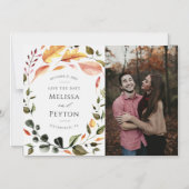 Autumn Leaves Save the Date Foto Magnet (Vorderseite)
