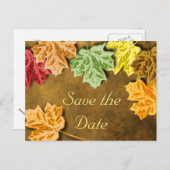 Autumn Leaves Save the Date Postcard Ankündigungspostkarte (Vorne/Hinten)