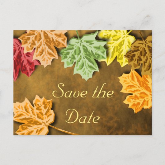 Autumn Leaves Save the Date Postcard Ankündigungspostkarte (Vorderseite)