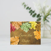 Autumn Leaves Save the Date Postcard Ankündigungspostkarte (Stehend Vorderseite)