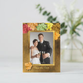 Autumn Leaves Save the Date Postcard Ankündigungspostkarte (Stehend Vorderseite)