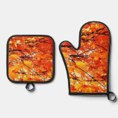 Autumn Leaves Seasonal Ofenhandschuh & Topflappen-Set (Vorderseite)