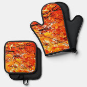 Autumn Leaves Seasonal Ofenhandschuh & Topflappen-Set (Vorderseite/Rückseite)