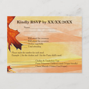 Autumn Leaves Swirl Color RSVP und Menu Postcard Einladungspostkarte