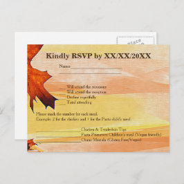 Autumn Leaves Swirl Color RSVP und Menu Postcard Einladungspostkarte