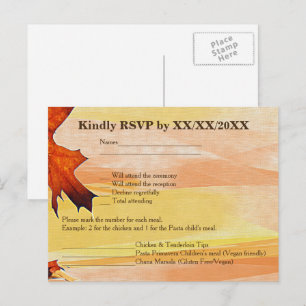 Autumn Leaves Swirl Color RSVP und Menu Postcard Einladungspostkarte