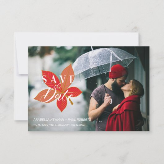 Autumn Leaves Themed Wedding Custom Photo Script (Vorderseite)
