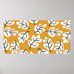 Autumn leaves vintage seamless pattern. Oak leaf s Poster