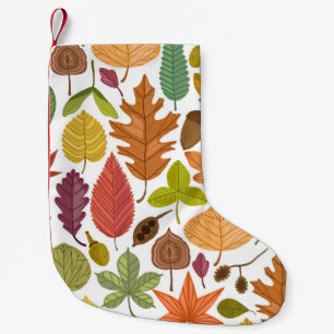 Autumn leaves vintage seamless pattern on white ba kleiner weihnachtsstrumpf