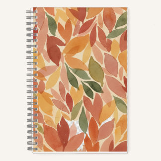Autumn Leaves Watercolor Pattern Notizblock