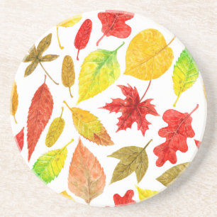 Autumn leaves watercolor white untersetzer
