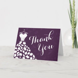 Autumn Leaves Wedding Dress Thank You Dankeskarte