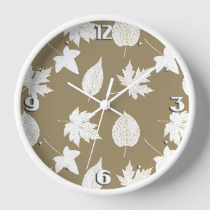 Autumn leaves - white and taupe tan uhr